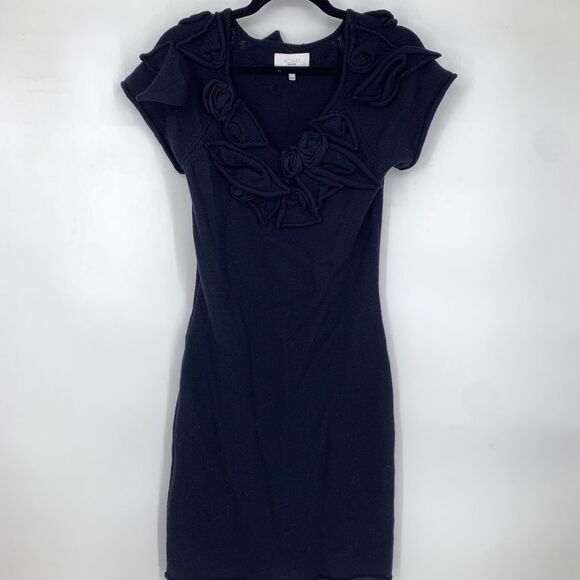 Adam Lippes Womens Medium Sweater Dress Merino Wool Old Money Luxury Ruffle - Picture 1 of 9